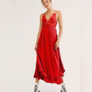 Free People Adella Red Maxi Dress